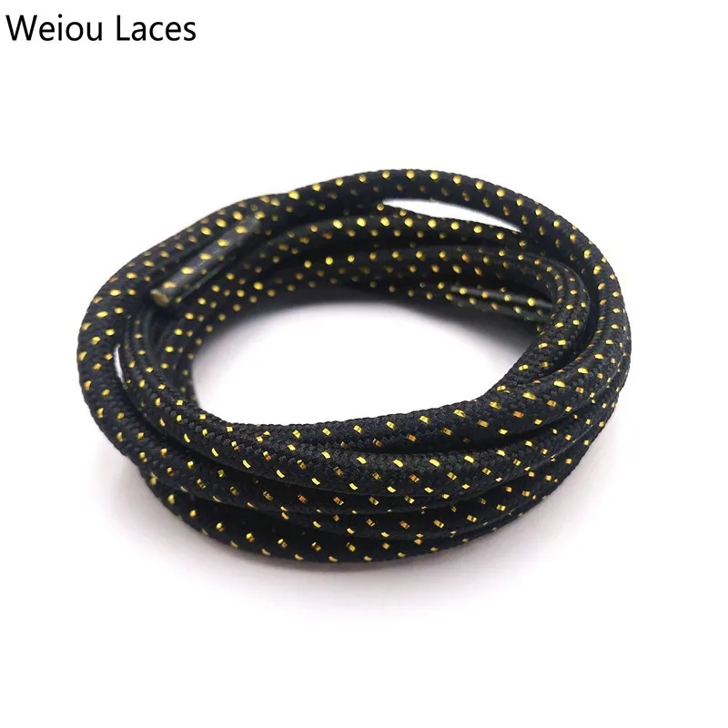 Weiou 4.5mm Cool Glitter Lace Metallic Round Cross Grain Sparkle Bootlaces Shiny White Black Shoelaces For Athletic Sports Shoes