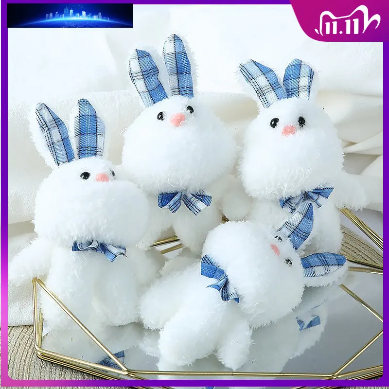 

17cm Kawaii Cartoon Candy Colors Plush Bear Rabbit Doll Keychain Cute Ladies Bag Men’s Car Key Ring Student Bags Luggage Pendant