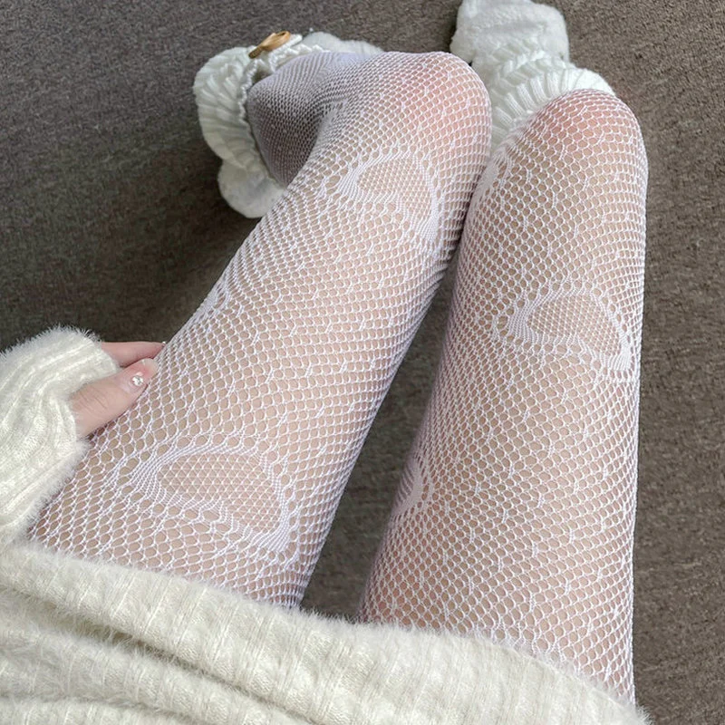 

Sexy Gothic Lolita Love Print Stockings Women Long Nylon Party Cosplay Stockings Mesh Lingerie