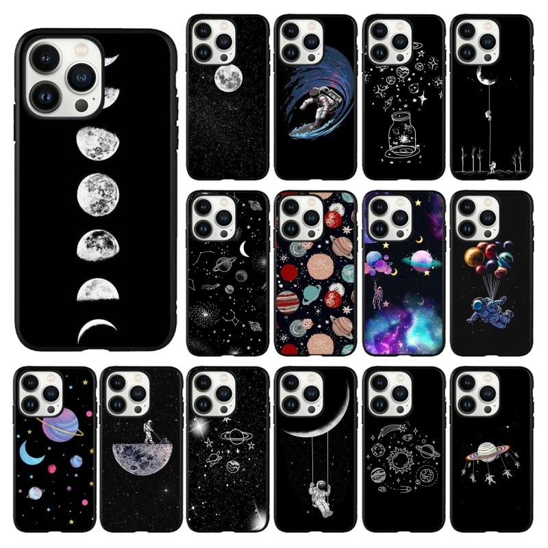 

Phone Case For iphone 14 13 12 11 Pro Max XS XR X 8 7 Plus SE Mobile Phone Cases Moon Astronaut Funda Cell