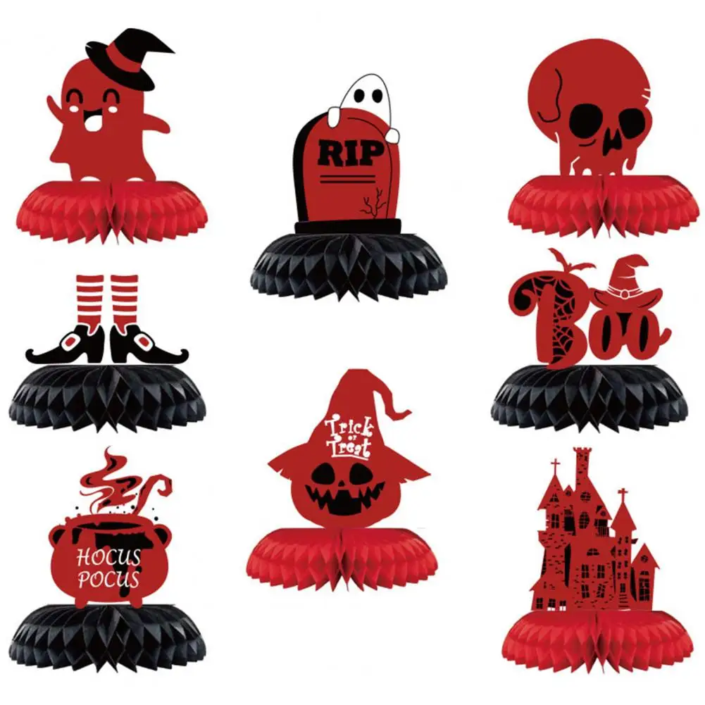 8Pcs/Set Eco-friendly Honeycomb Ornament Castle Reusable Halloween Colored Decoration Home Desk |