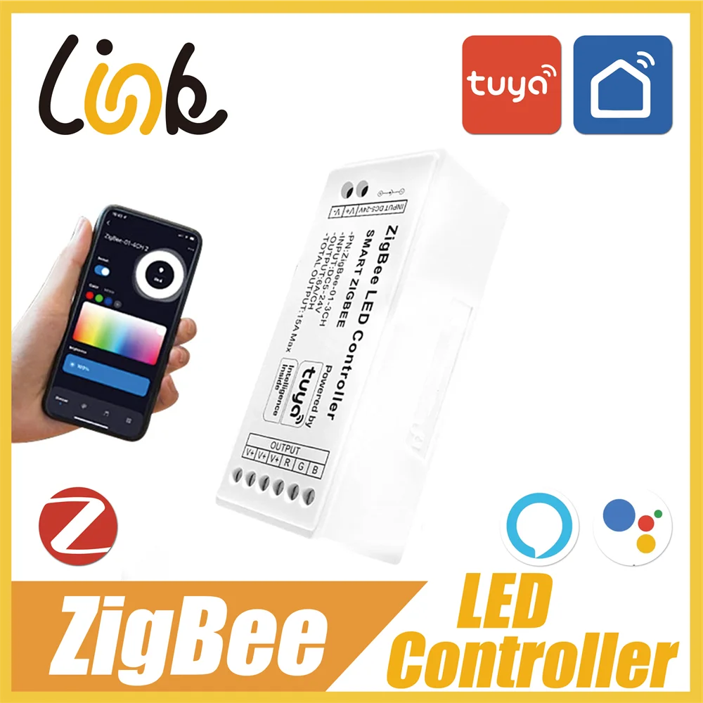 

Tuya Zigbee Led Controller 5V-24V Single Color Dual White RGB RGBW RGBCCT LED Strip Controller Remote Control Works Alexa Google