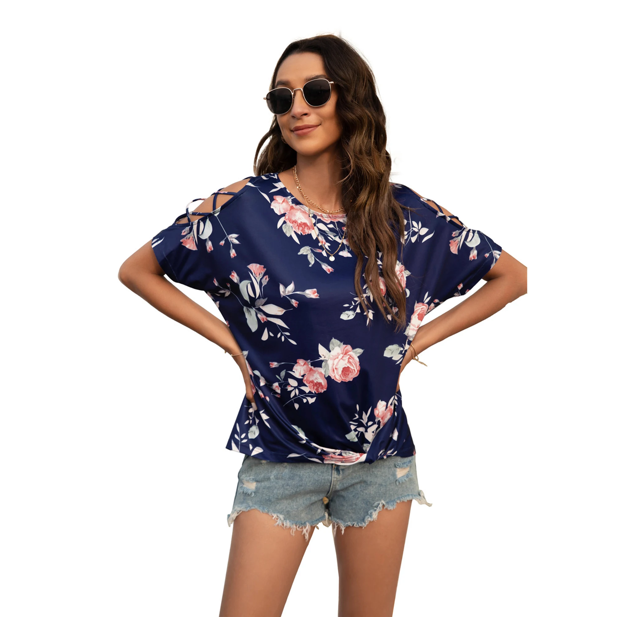 

Fashion women's t-shirts casual strapless tops short-sleeved loose summer tops O-neck Casual Top Tees Plus Size Women Clothing