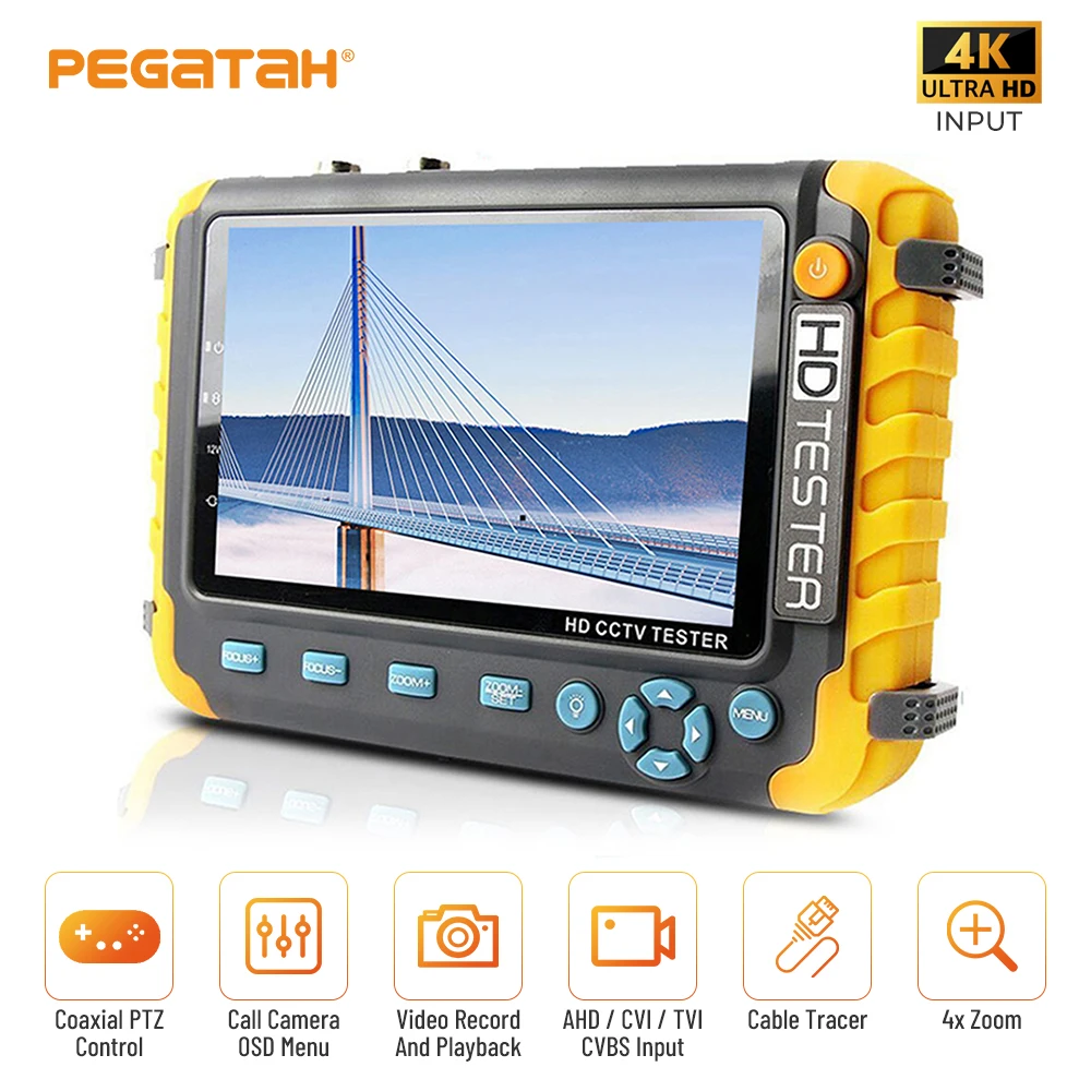 4K AHD CCTV тестер монитор для 8MP TVI CVI CVBS тестирование аналоговой камеры 5 дюймов Mini VGA