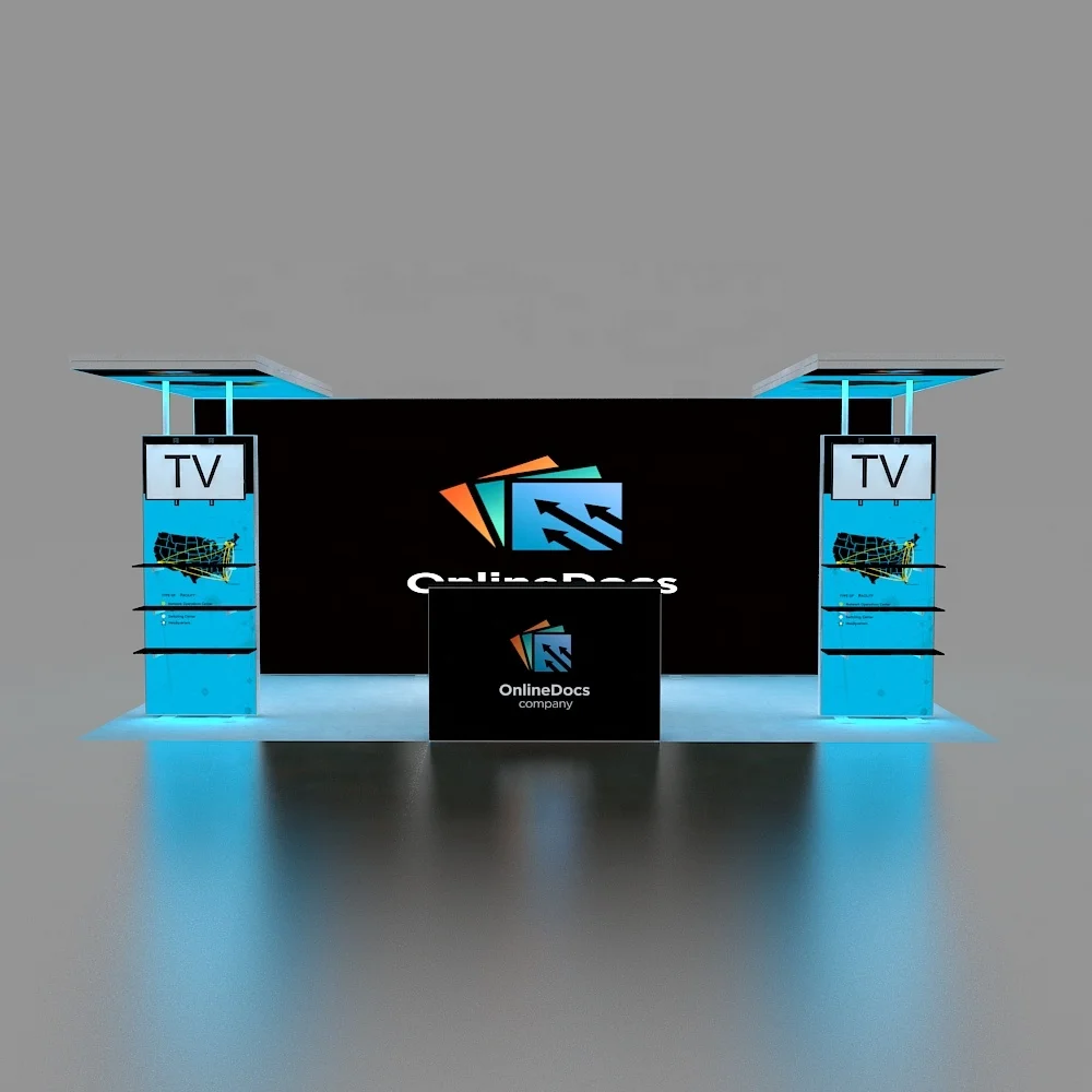 

Custom new design tradeshow fair stand aluminum 10x20 backlit booth exhibition high quality light box led trade show booth