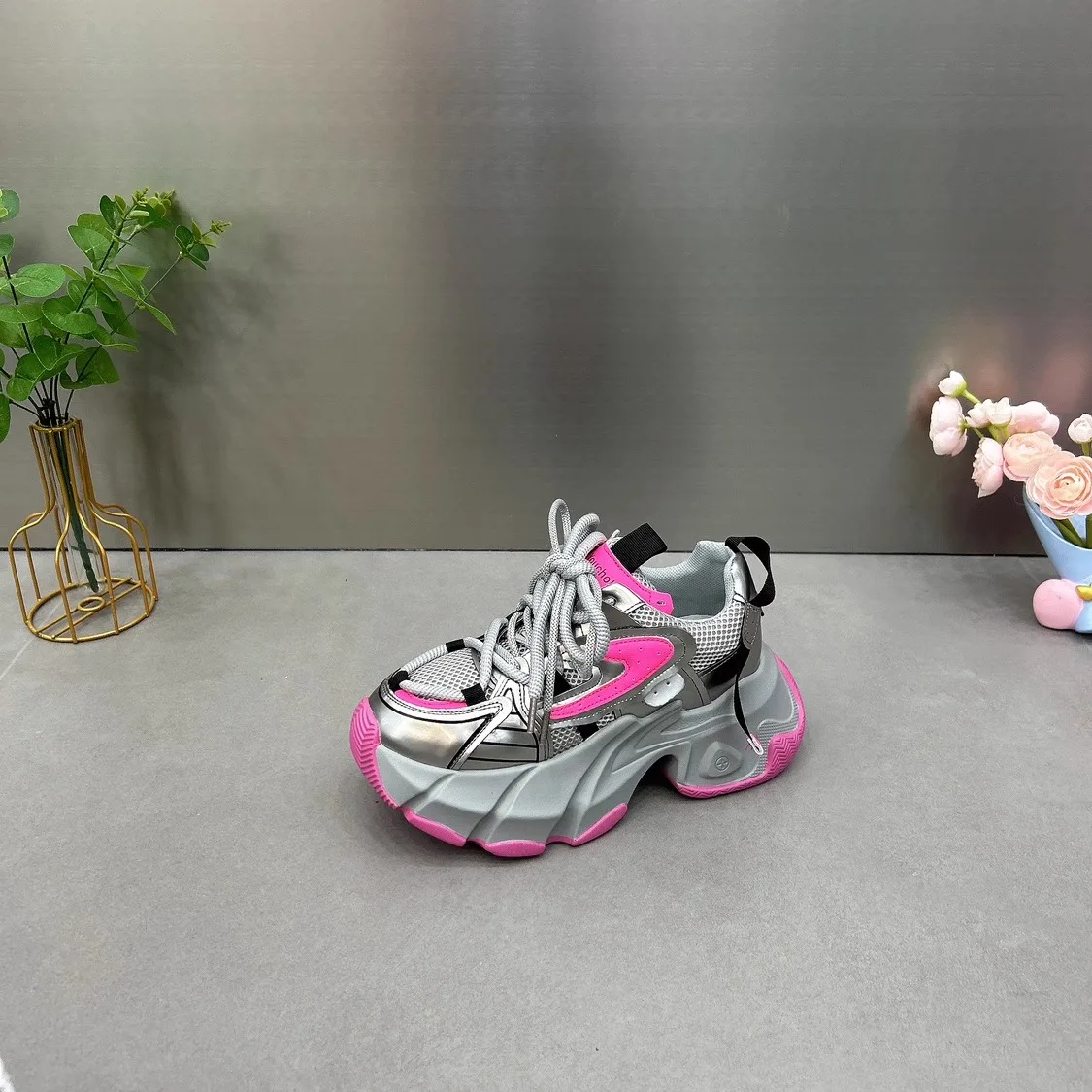 Женские туфли для папы в старом сетчатой сезон с толстой подошвой 2 высота 024