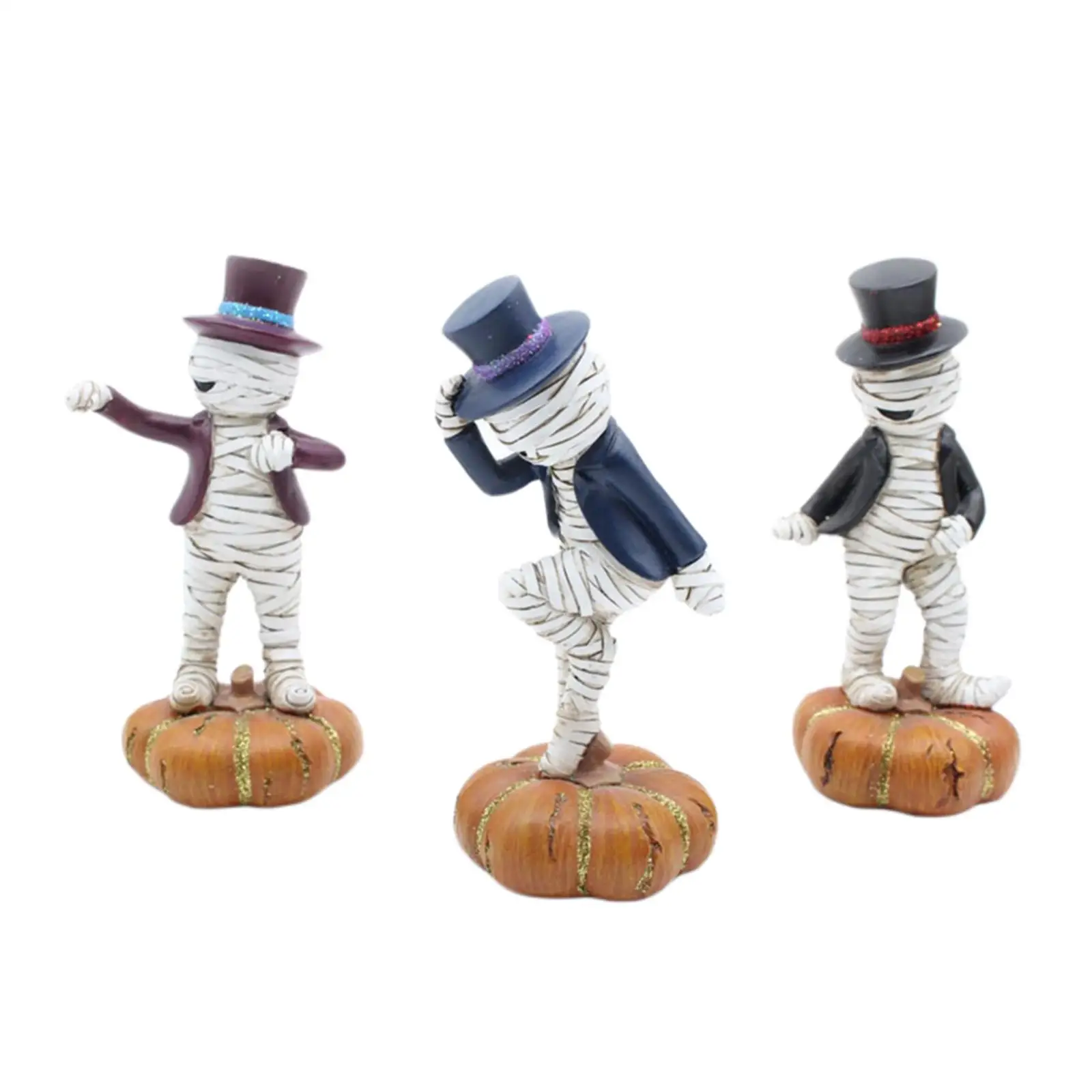 

Dancing Doll Mummy Statue Ornaments Mantel Pumpkin Collectible Figurines Bookshelf Festival Halloween Party Table Decor Gift