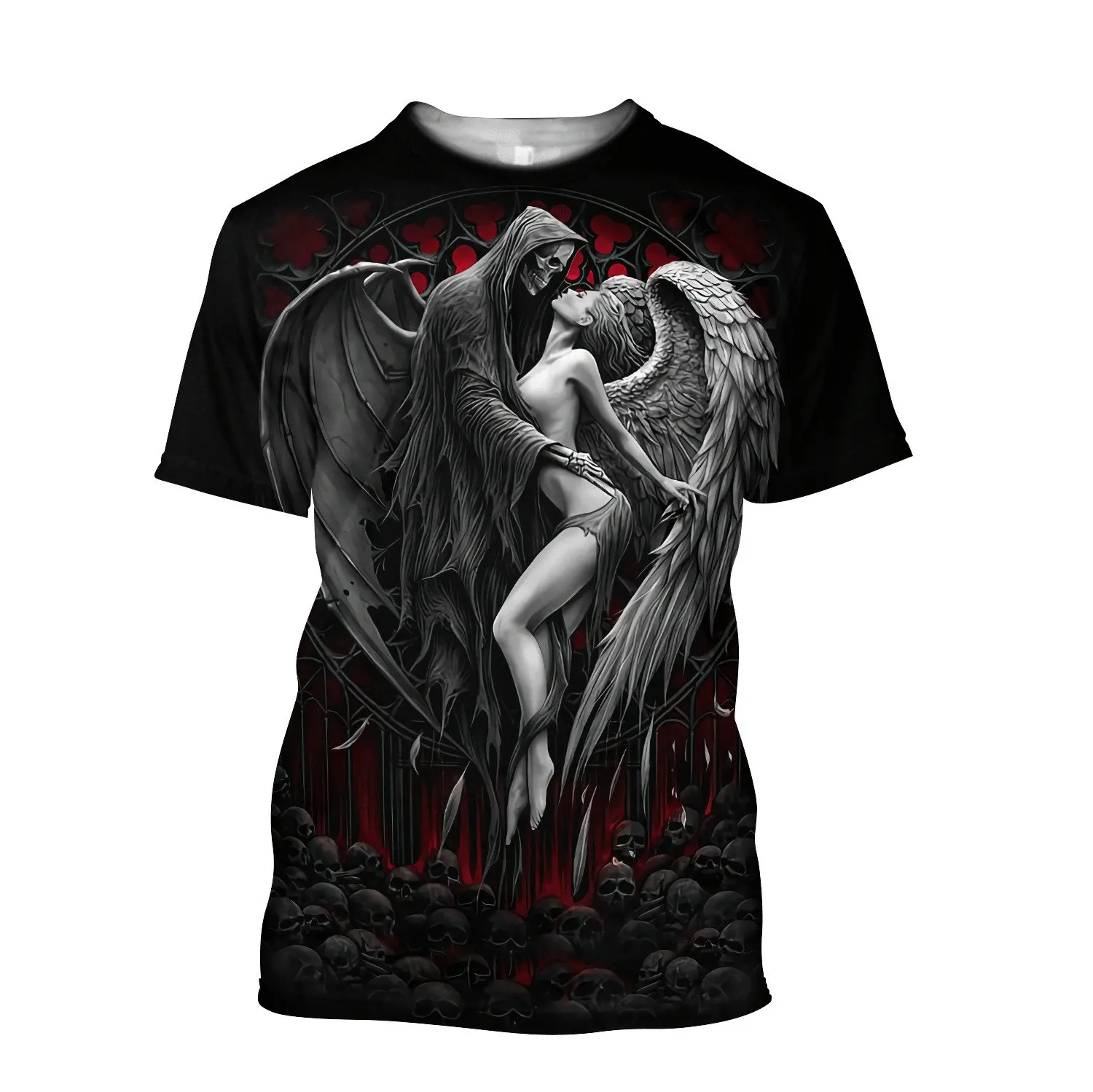 

Summer Short Sleeve Shirts For Men Streetswear Fashion O Neck Tshirt Male T Shirt Top Trend Mens Devil 3d Pattern Print T-shirt