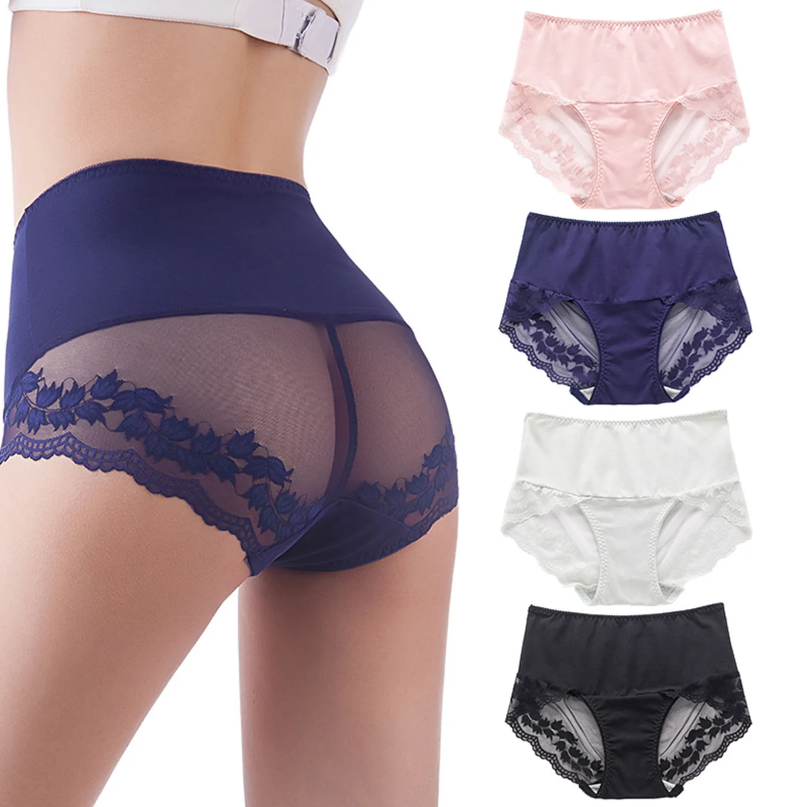 

1/2pcs Women's Underwear Sexy Lace High Waist Elastic Female Panties Antibacterial Transparent High Quality Ladies Lingerie