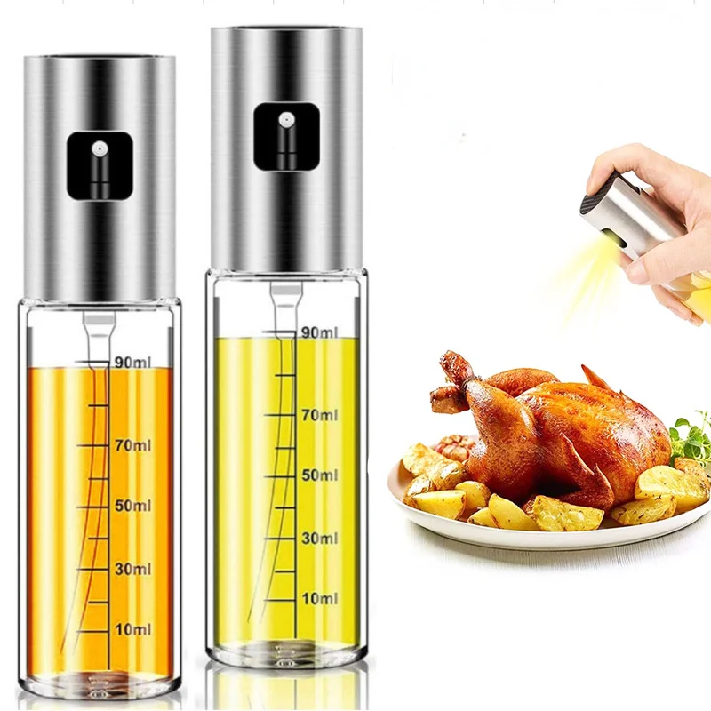 

100ML Pressure Spray Bottle with Scale Glass Bowl BBQ Olive Oil Spray Diffuser for Kitchen Dispenser Bottle Squirt Container