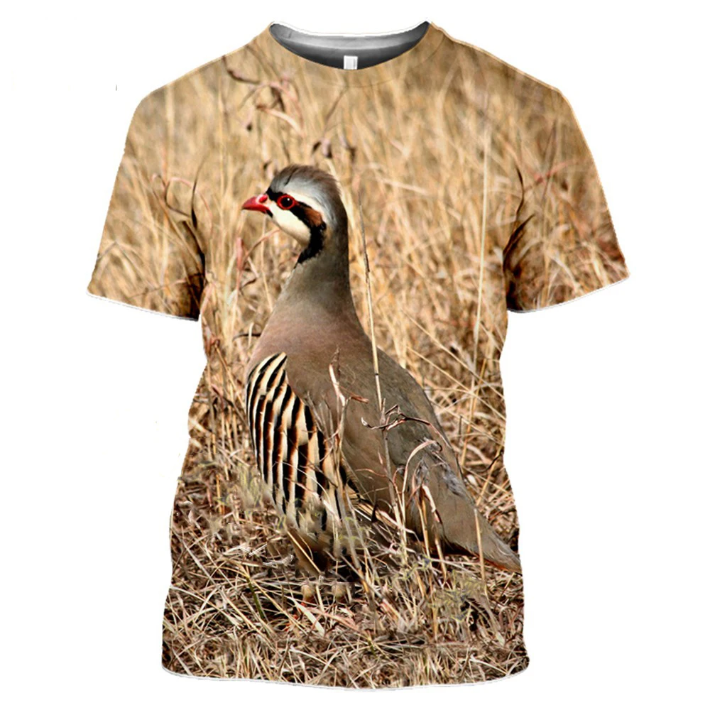 

3D printed Harajuku T-shirt Summer Animal Hunting Partridge Bird Fashion Casual Men's T-shirt Chukar Short Sleeve Street Apparel