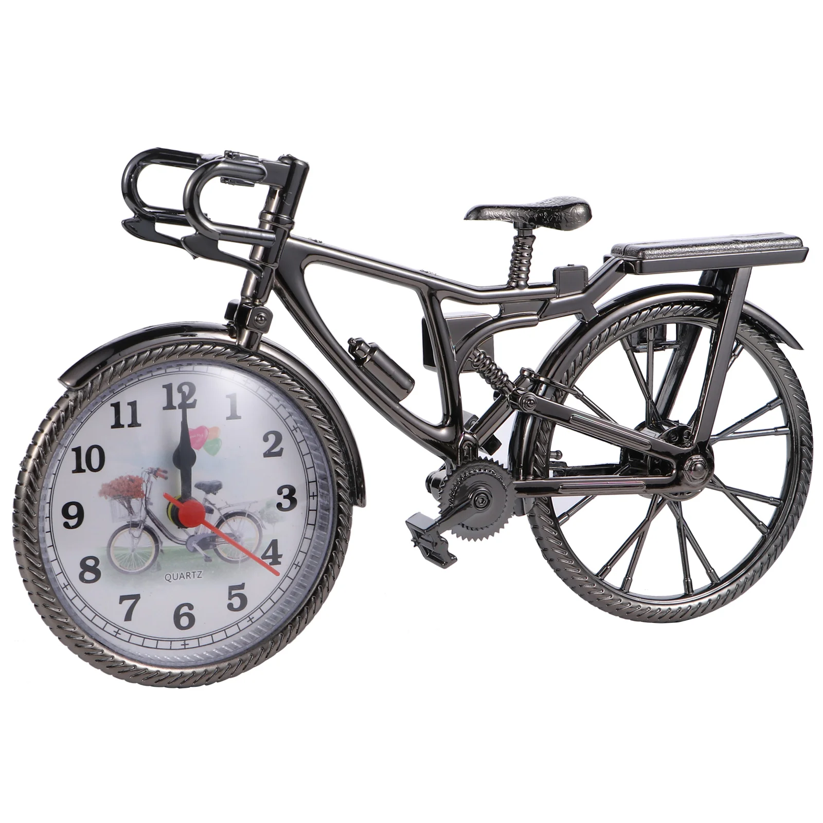 

Clock Table Bike Desk Alarm Vintage Office Gift Silent Bedside Mute Figurine Small Mini Novelty Shelf Retro Decorative Model