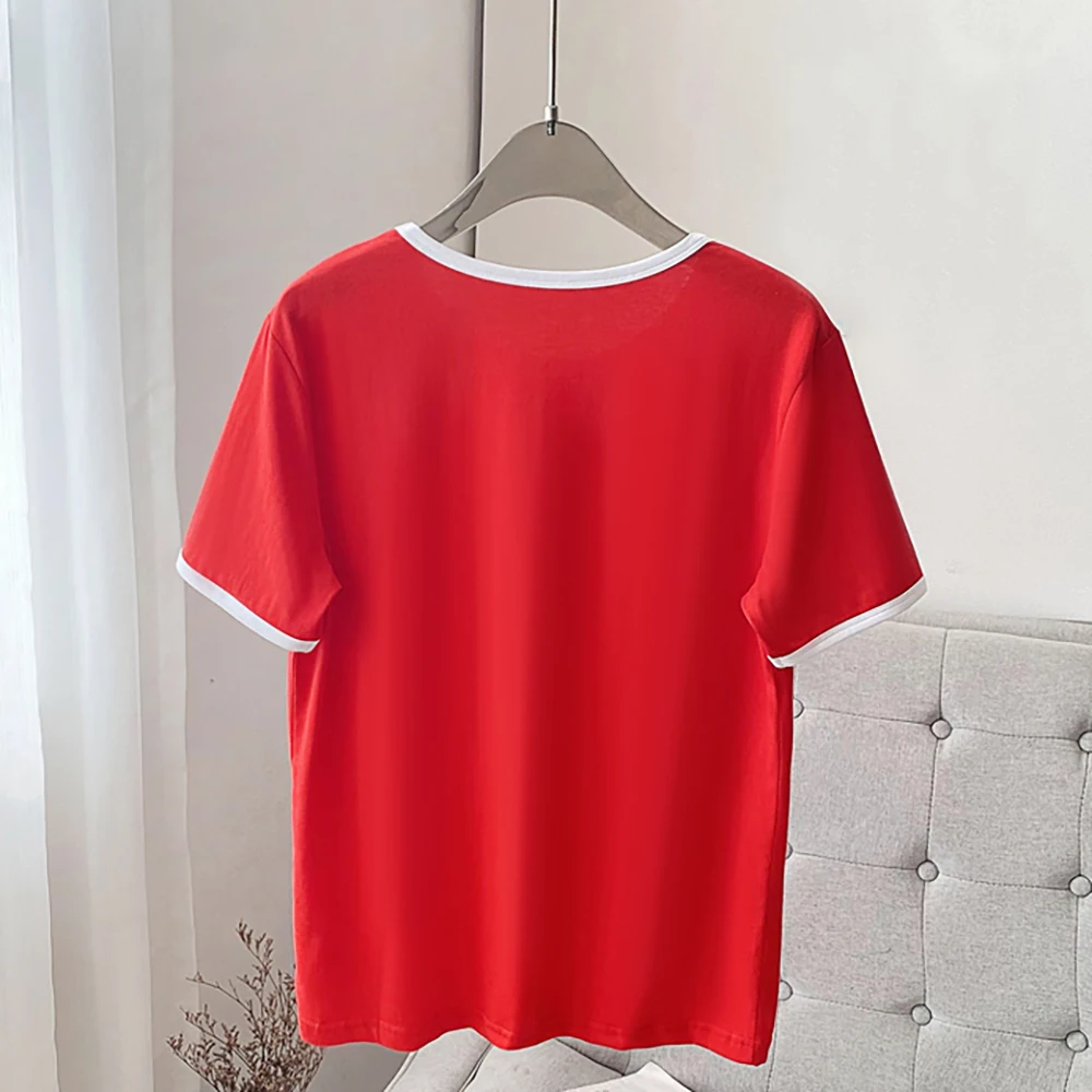 Ретро футболки с зеркальным лоскутным буквенным принтом Rowling женские летние