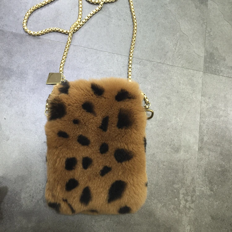 Rabbit Fur Real Fur Bag for Woman Hand-woven Luxury Charm Retro Bucket Bags Female Chain Women's Handbag Plush Designer Warm