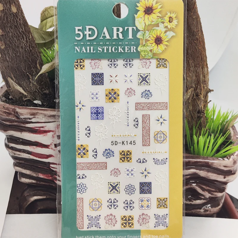 

5D наклейка для ногтей, полосатые квадратные искусственные цветы, украшения для ногтевого дизайна, стереоскопическая наклейка, аксессуары, ...