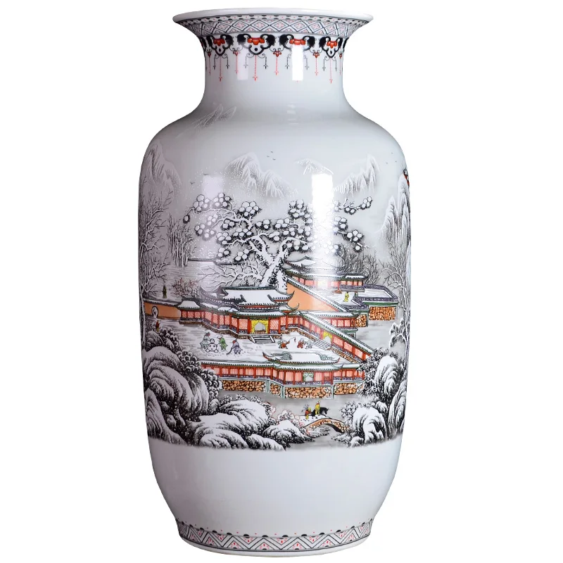 

Ваза Jingdezhen с пейзажем снега, Большая Напольная керамическая ваза, предмет мебели, большая напольная ваза для гостиной