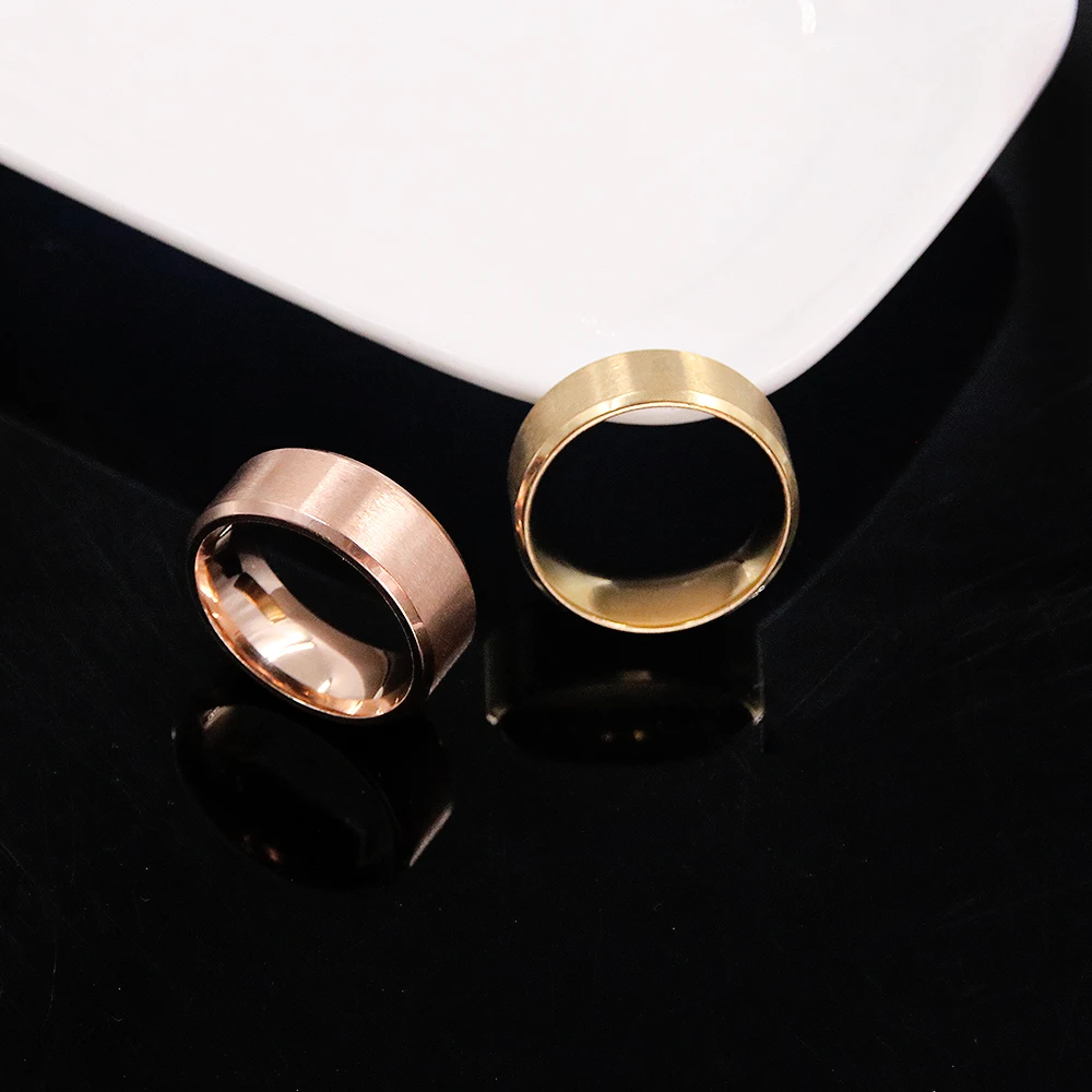 

8mm Black Fashion Matt Ring Stainless Punk Vintage Steel Jewelry Wedding Ring For Man Woman Jewelry Gift