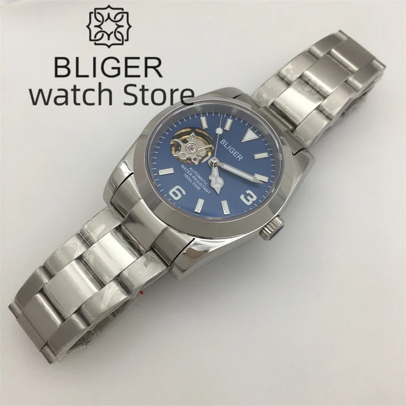 Мужские часы с автоматическим механизмом BLIGER NH38A 36 мм 39 полый циферблат