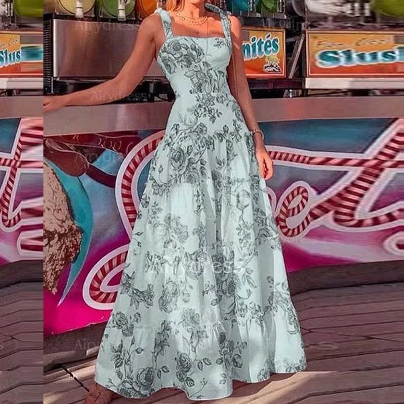 

Spring/Summer 2023 New Women's Elegant Commuter Print Sling Sexy High Waist Dress