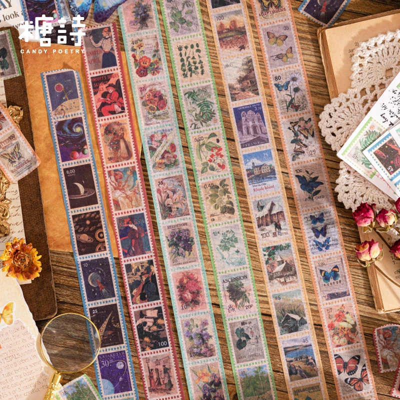 

Assorted Vintage Imitation Stamp Washi Tape Scrapbooking Notebooks Diary Collage Letters Seal Labels Decorative Stickers On Roll