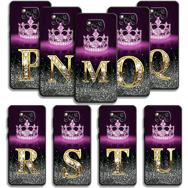

Case Pink Crown Masonry Initials XYZ For Xiaomi MI POCO X4 Pro 13 12 11T 5G POCO X3 NFC 11 Lite 9T POCO M3 10T Pro 12X Note 10