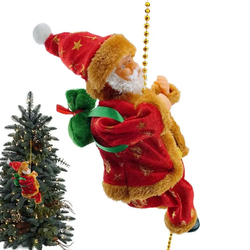 

Electric Climbing Rope Santa Claus Christmas Ornaments Gift Xmas Wall Window Hanging Decor Electric Santa Claus Climb Up & Down