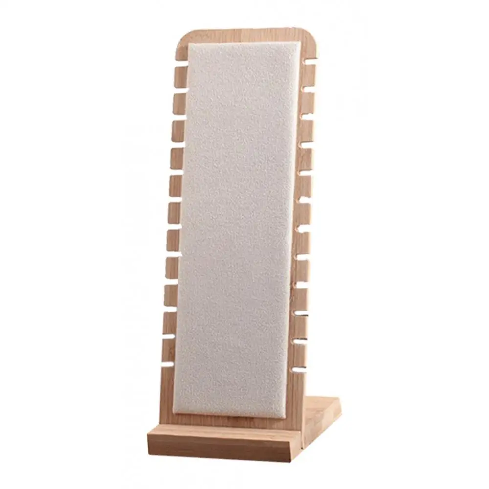 Jewelry Display Stand Suede/Leather Surface Bamboo Holder for Earrings Necklace Ring Pendant Bracelet Jewelry Organizer Tray