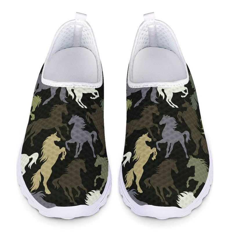 

2023 Cute 3D Crazy Horse Print Loafers Women Casual Shoes Woman Slip on Flats Summer Mesh Running Shoes Girls Sneaker Flat Shoes