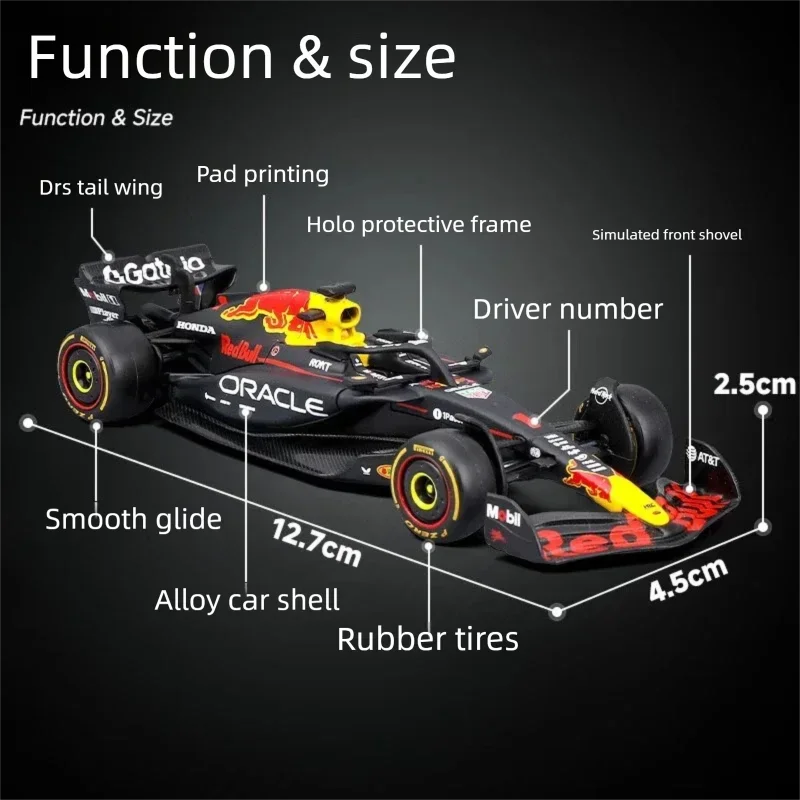 Фото Bburago 1:43 2025 F1 Red Bull RB21 # 1 Верстаппен # Коллекционная модель автомобиля Yuki Tsunoda из сплава, литая под давлением, 22 см №4