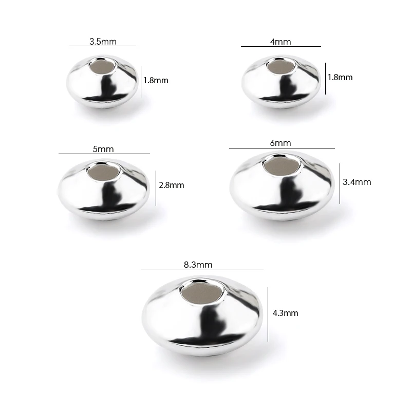 925 Sterling Silver Wheel Beads Exquisite Flying Saucer Beads Round Loose Spacer Beads for Bracelet Necklace Jewelry Making DIY