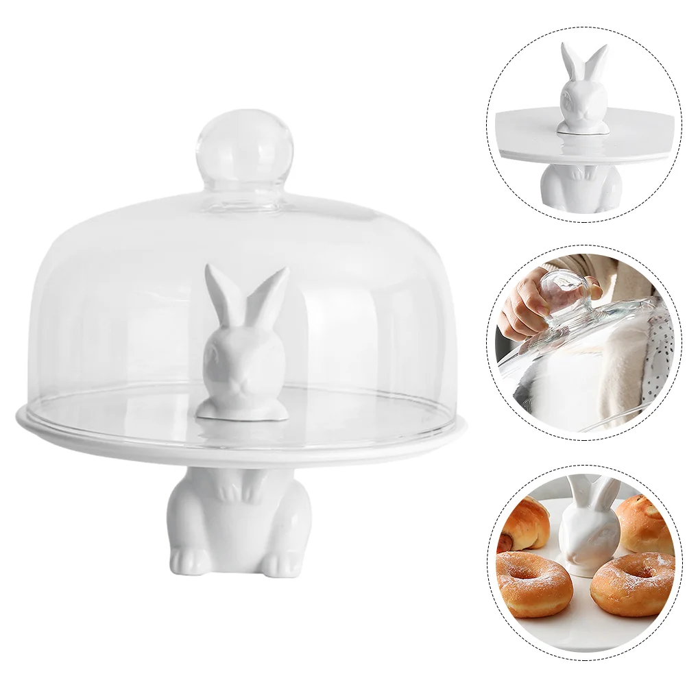 

Cake Stand Dome Tray Plate Dessert Display Platter Plates Serving Cover Bunny Gold Cupcake Party Fruit Easter Server Pastry