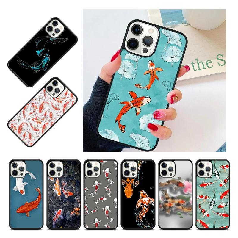 Чехол для телефона Koi Carp Fish iPhone 15 16 14 13 12 Pro Max mini 11 XS XR Plus Coque Shell