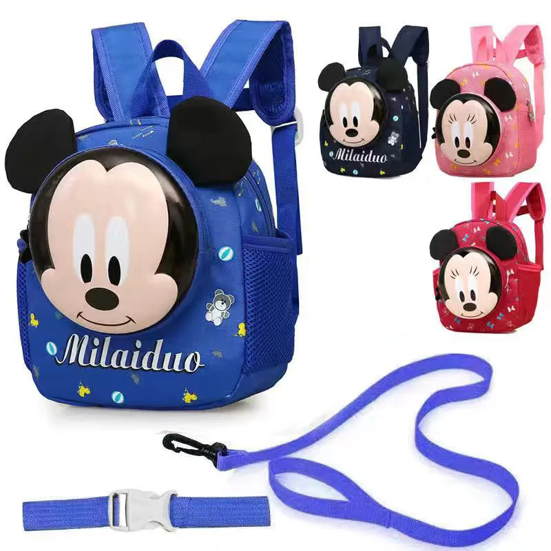 

Модные рюкзаки с мультипликационным изображением голубого Микки из мультфильма для детского сада, школьная сумка, модная повседневная детская сумка, школьный портфель на двух лямках