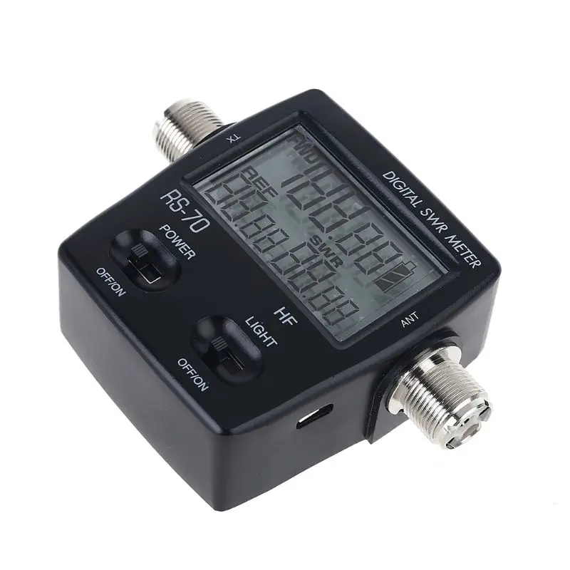 NISSEI RS-70 Digital SWR Power Meter Counter with LED Display Backlight Micro USB-DC 5V Output 1.6-60MHz 200W for M Type