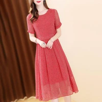 2022 spring and summer loose red dress womens mid length new chiffon a line sexy dress long dresses for women
