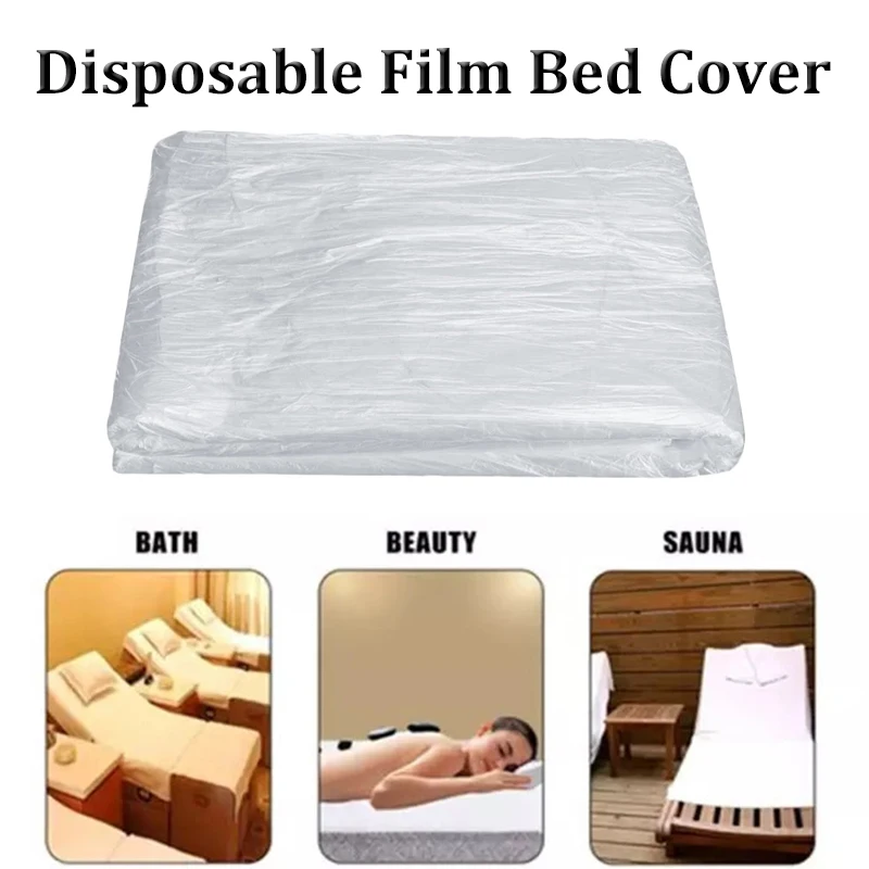 

100pcs Transparent Couch Cover Disposable Bedspread SPA Massage Treatment Table Sheets Beauty Bed Waterproof Film Table Cover