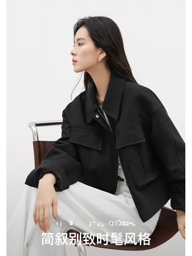 Женская короткая куртка с отложным воротником белый модный дизайнерский