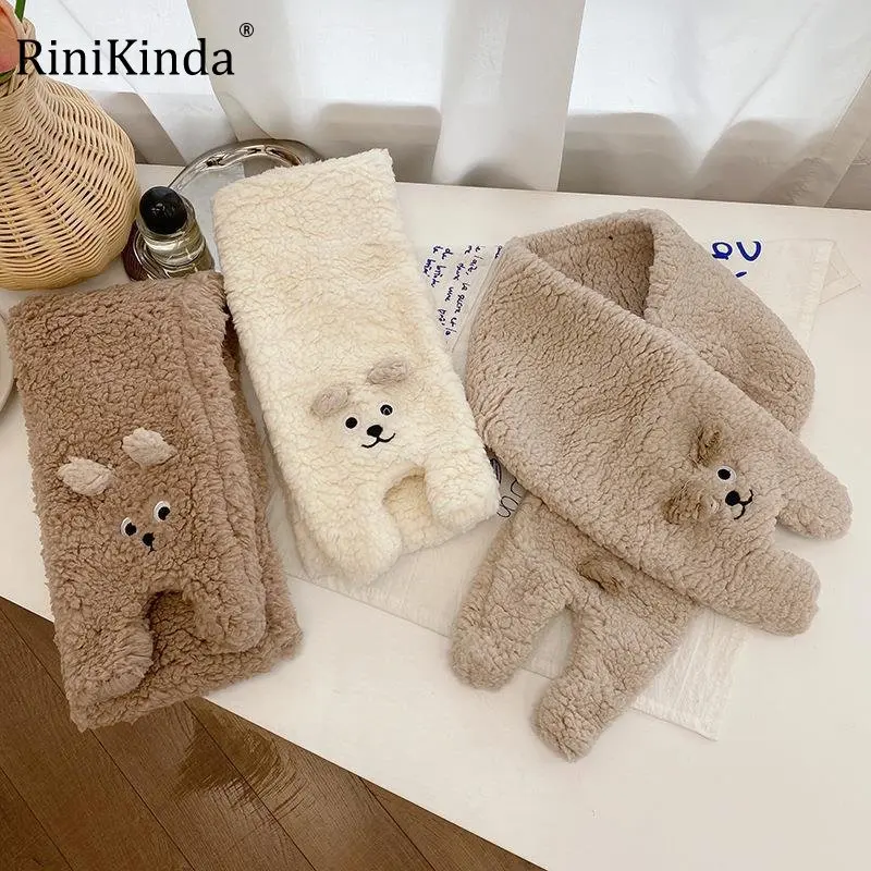 

RiniKinda Cute Fashion Scarf Cartoon Plush Scarf Kid Accessories Boys Girls Baby Winter Warm Thicken Scarfs Cross Collar Scarf