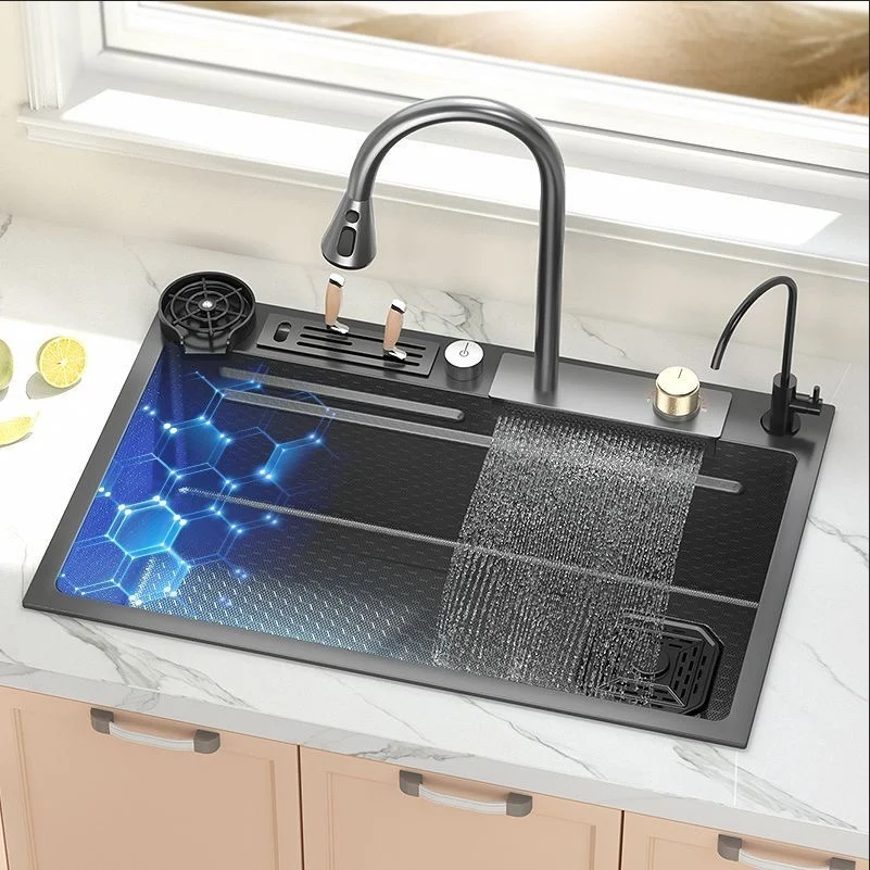 

Большая кухонная раковина с тиснением в виде сот, раковина из нержавеющей стали «Водопад», раковина ручной работы, раковина для мытья посуды для кухни