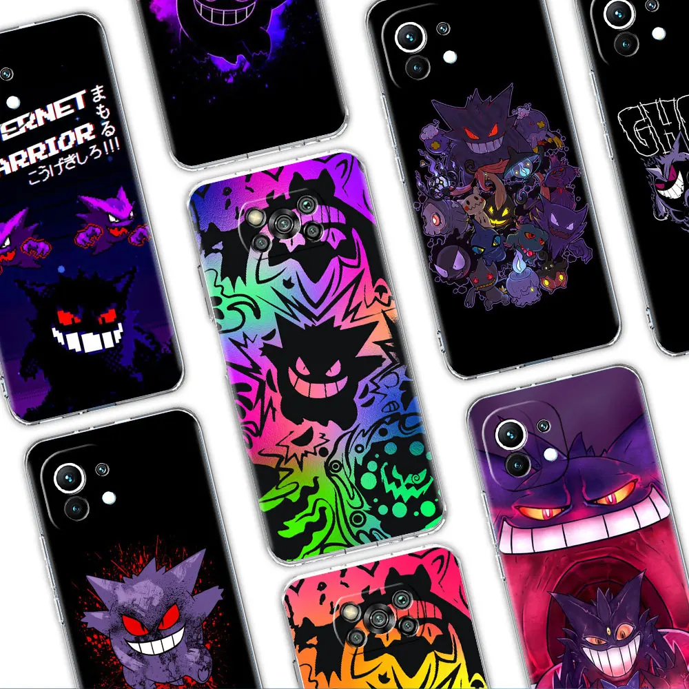 

Clear Case For Xiaomi Mi Poco X3 NFC M3 Pro F3 F1 11 Lite 12 Note 10 11T 9T Transparent Phone Cover Pokemon Gengar