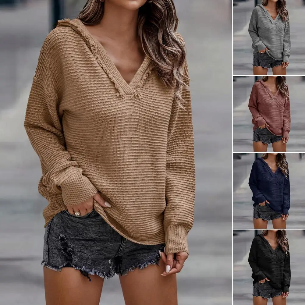 

Женский эластичный пуловер, однотонный простой элегантный вязаный свитер, женская одежда