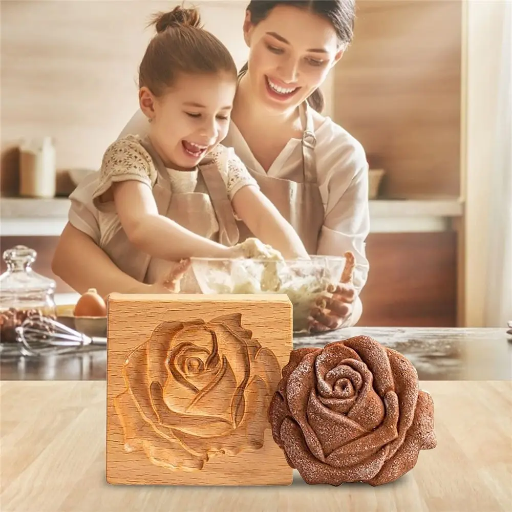 

3D Wooden Cookie Mold Gingerbread Carved Biscuit Muffins Mould for Cookie Stamp Decorating Embossing Craft Baking Tools