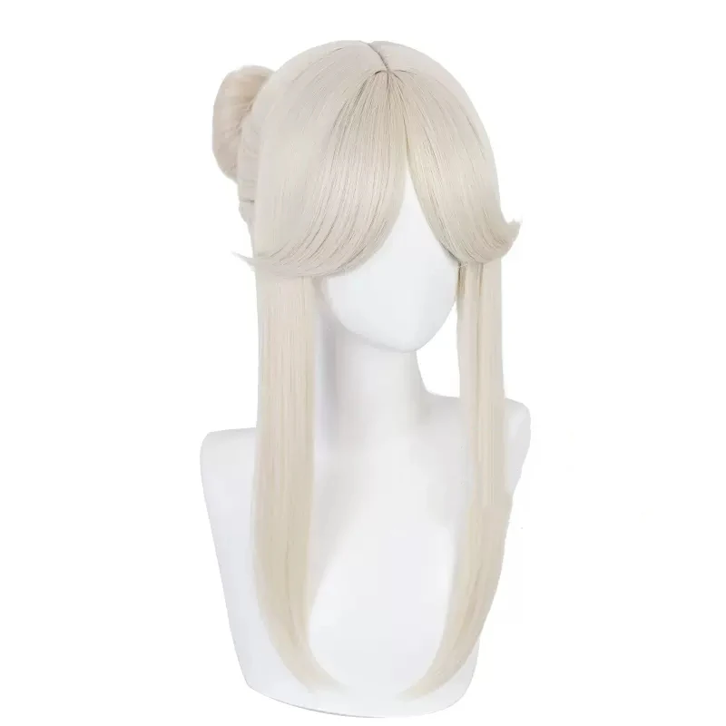 

Genshin ударопрочный парик Ningguang для косплея пиццы хижины, новая кожа, 53 см бежевый термостойкий синтетический Аниме парик