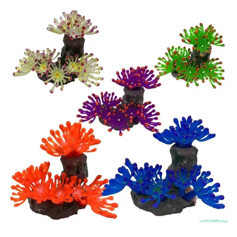 

TPR Coral Fishtank Life Like Glowing Decor Aquariums Sinkable Ornament