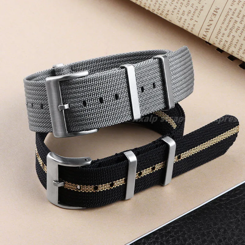 Ремешок нейлоновый в рубчик для наручных часов водонепроницаемый Повседневный