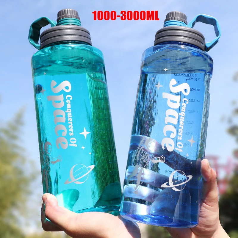 

1000-3000ML Sports Water Bottle Portable Large Capacity Outdoor Fitness Bike Cup Summer Ice Cold Water Jug with Capacity Marker