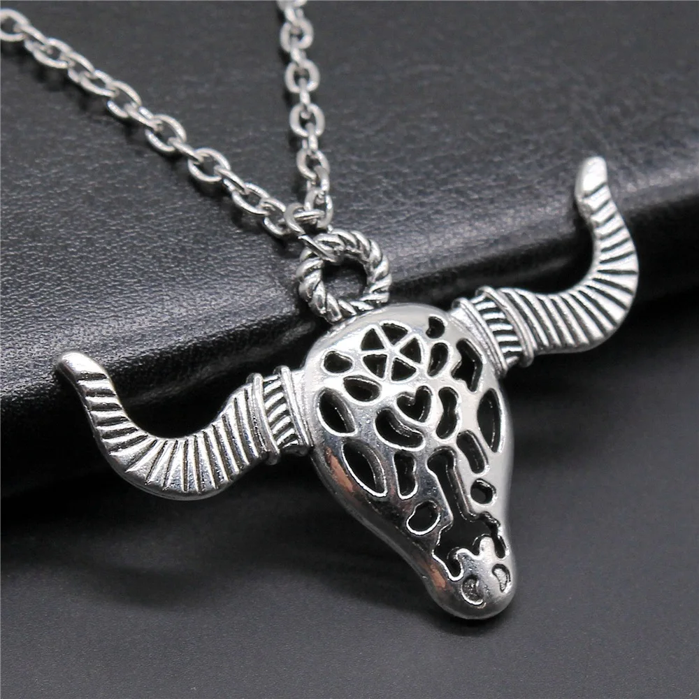 Ожерелье с кулоном Ngau Tau, размер 50x34 мм, двух цветов для мужчин и женщин, с длинной цепочкой, аксессуары ювелирные, метод дропшиппинг.