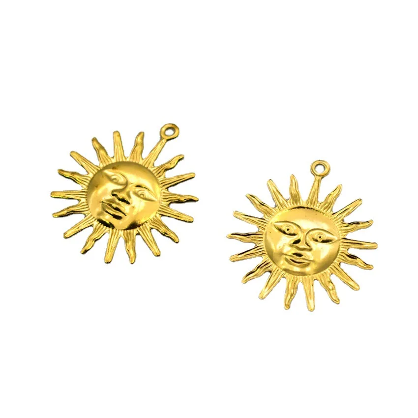 

30Pcs Raw Brass Sun Face Charms Sunflower Pendant Accessories For Diy Drop Celestial Earrings Necklace Jewelry Making Wholesale