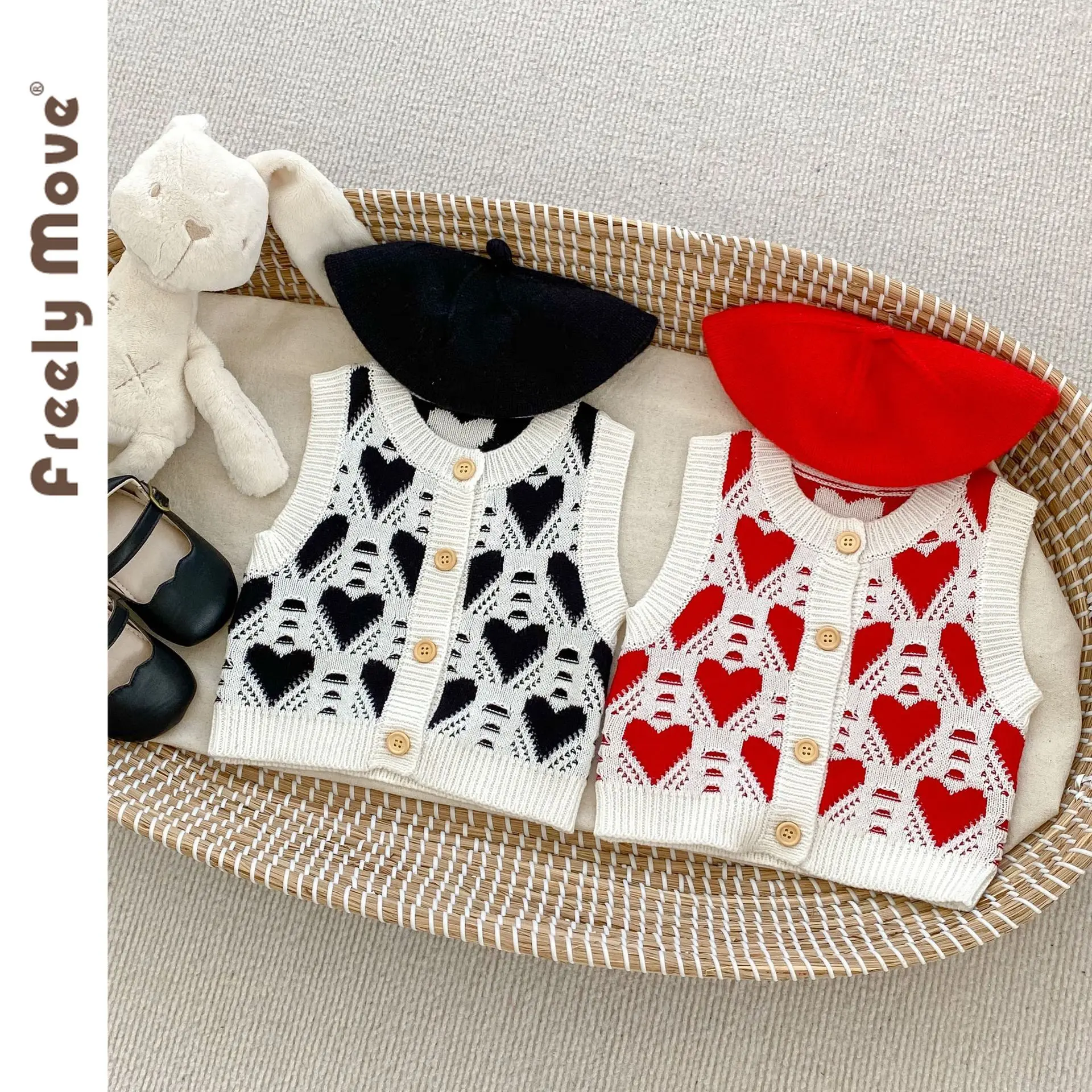 

Freely Move Kids Girl Outer Wear Sweater Waistcoat Baby Girls Knitted Vest Autumn Fashion O-neck Sleeveless Pullover Sweater