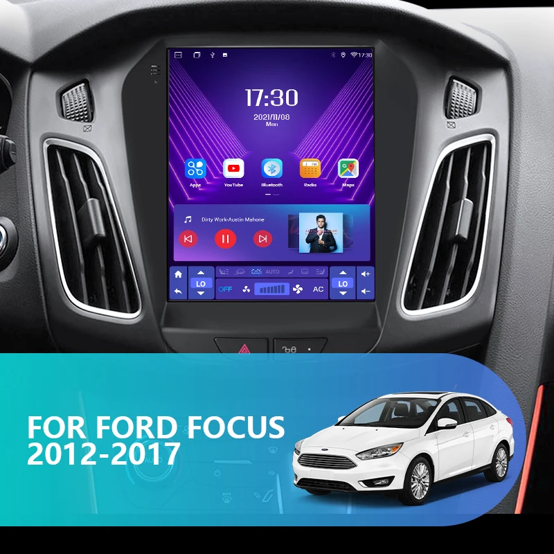 android car radio for ford focus 2011 2017 tesla style multimedia video player 2din navigation carplay head unit speakers stereo free global shipping